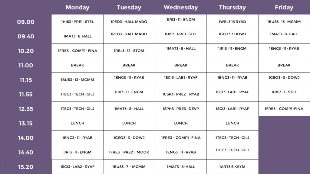 Timetable